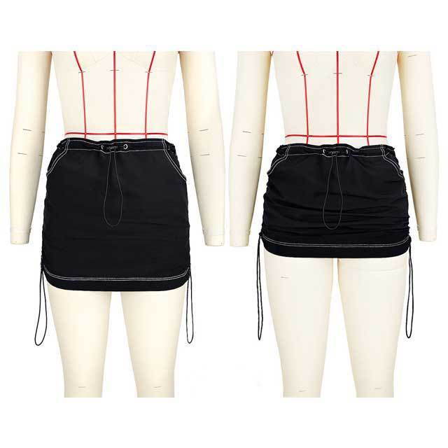 Drawstring Cargo Mini Skirt