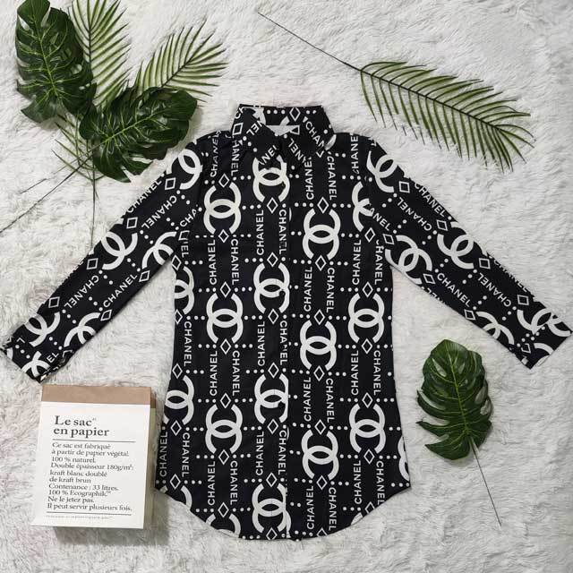 Pinted Long Sleeve Casual Shirt Dress
