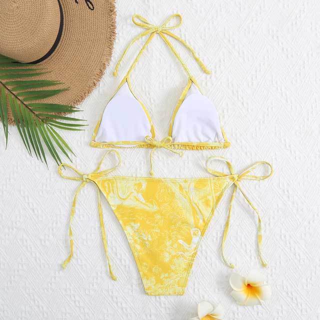 Chic Print Strappy Bikini Set