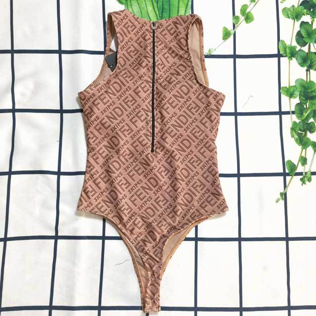 Letter Print Sleeveless Bodysuit Swimwear