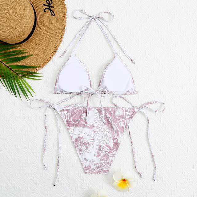 Chic Print Strappy Bikini Set