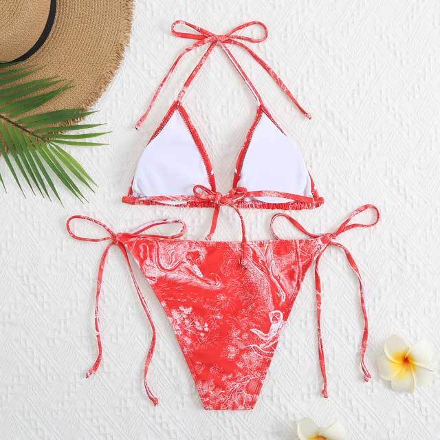 Chic Print Strappy Bikini Set