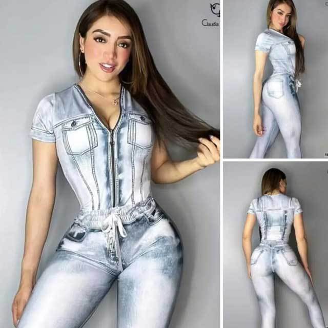 Printed Zipper Top Casual Pants Set