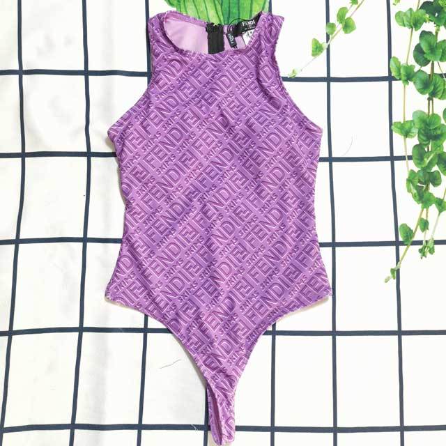 Letter Print Sleeveless Bodysuit Swimwear