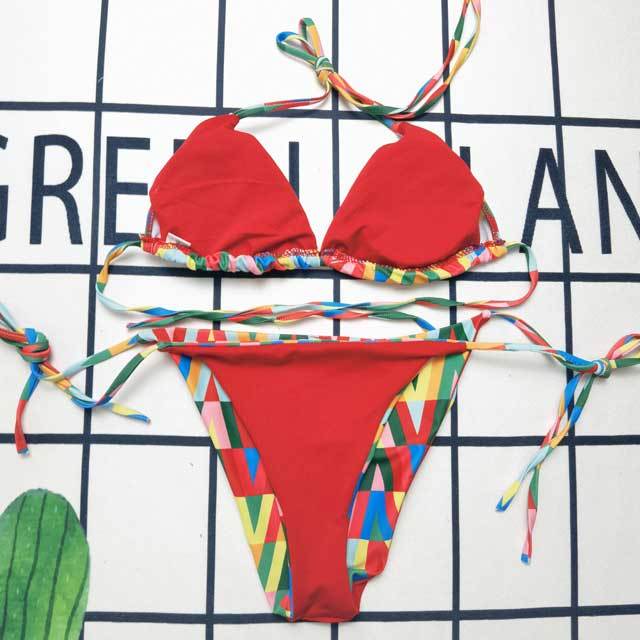 Colorful Printed Strappy Vacation Bikini