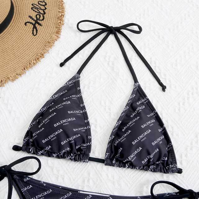 Letter Print Women Strappy Swimsuit