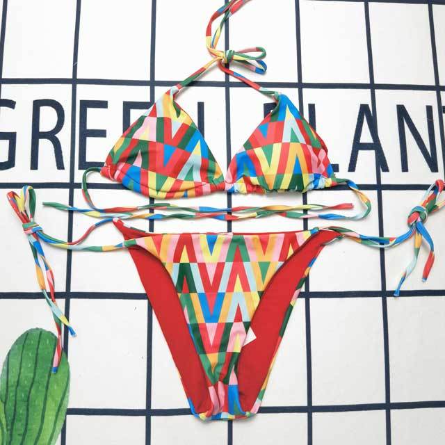 Colorful Printed Strappy Vacation Bikini