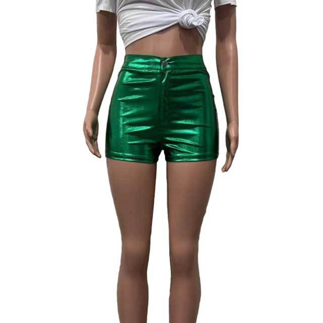 Candy Color PU Leather Biker Shorts