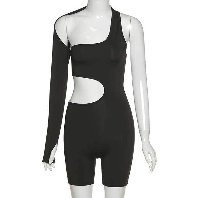 Hollow Out Single Sleeve Fitness Romper