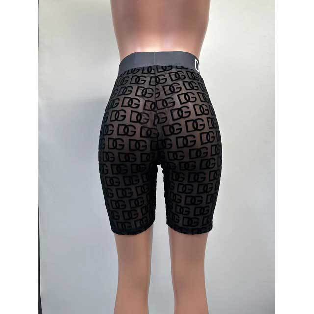 Letter Print Mesh Biker Shorts