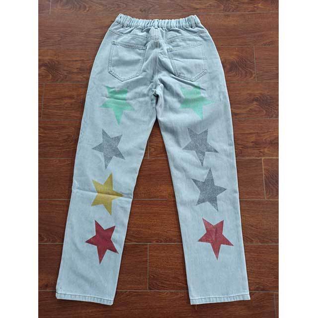 Sequin Star Pattern Broken Boyfriend Jeans