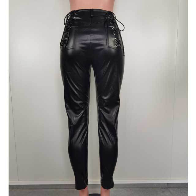 Lace-Up Leather Skinny Pants