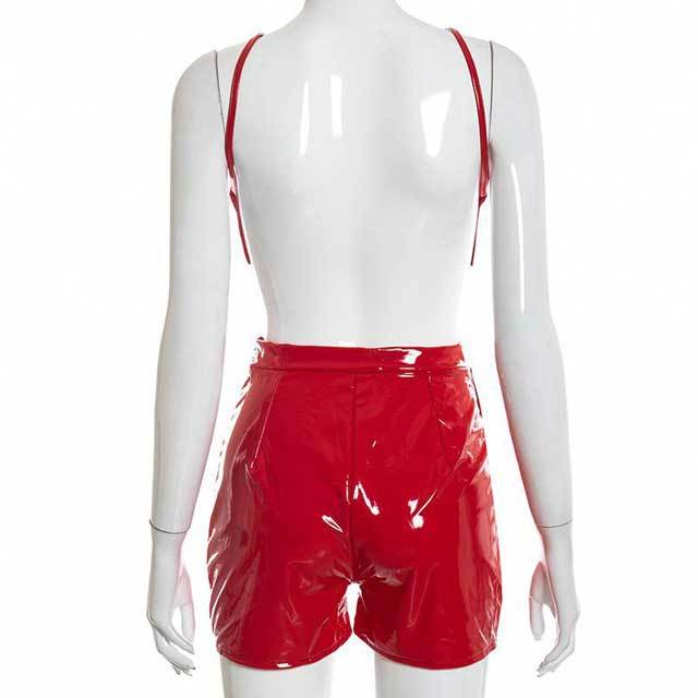 Leather Backless Top Short Set