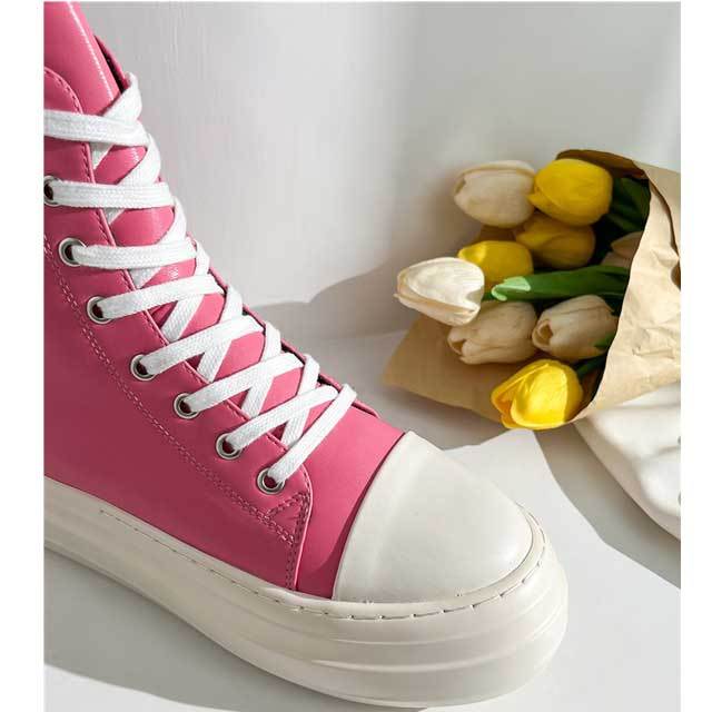 Lace-Up Zipper Leather Fashion Sneakers