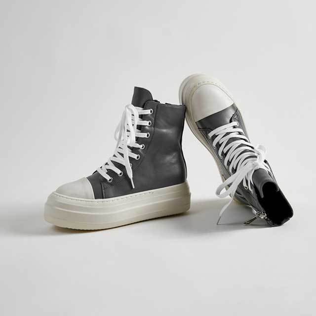 Lace-Up Zipper Leather Fashion Sneakers