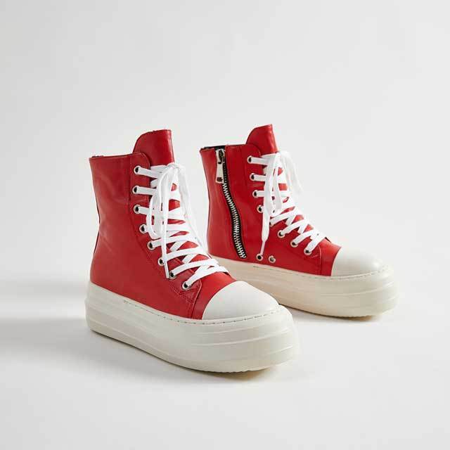 Lace-Up Zipper Leather Fashion Sneakers