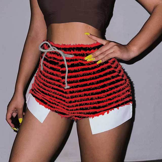 Knit Striped Drawstring Shorts