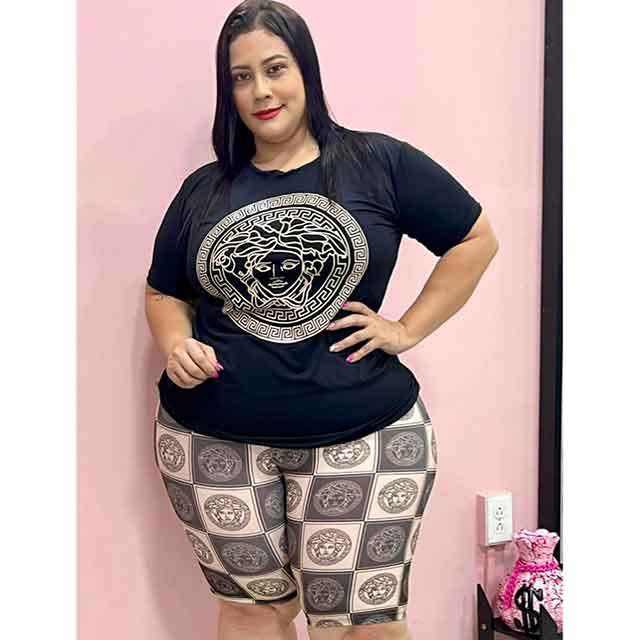 Plus Size Printed Two Piece Set