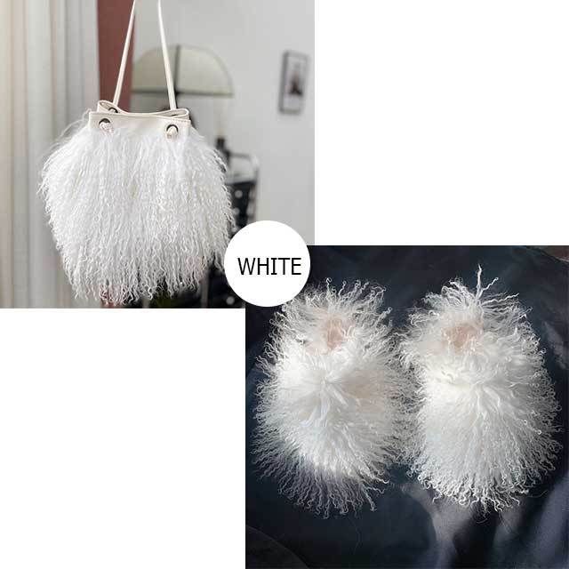 Furry Slides Shoes Bags Set