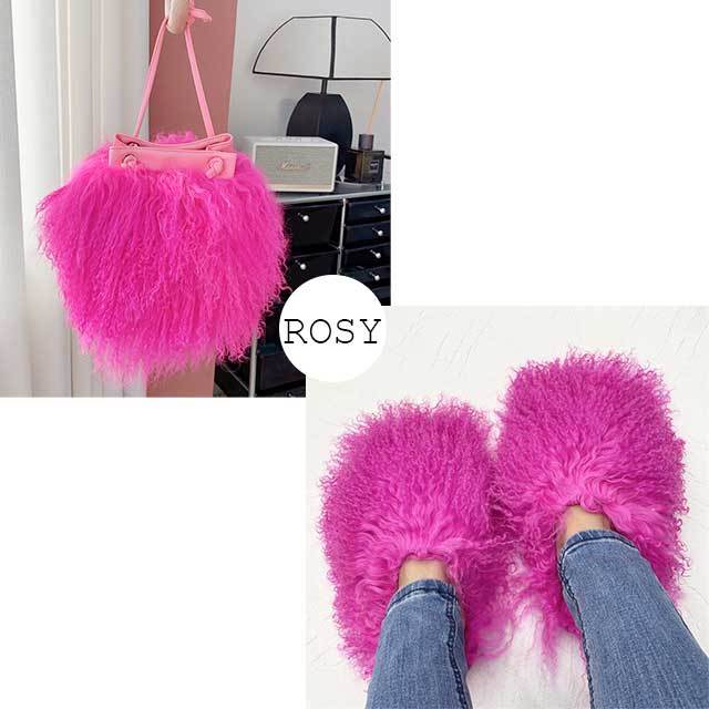 Furry Slides Shoes Bags Set