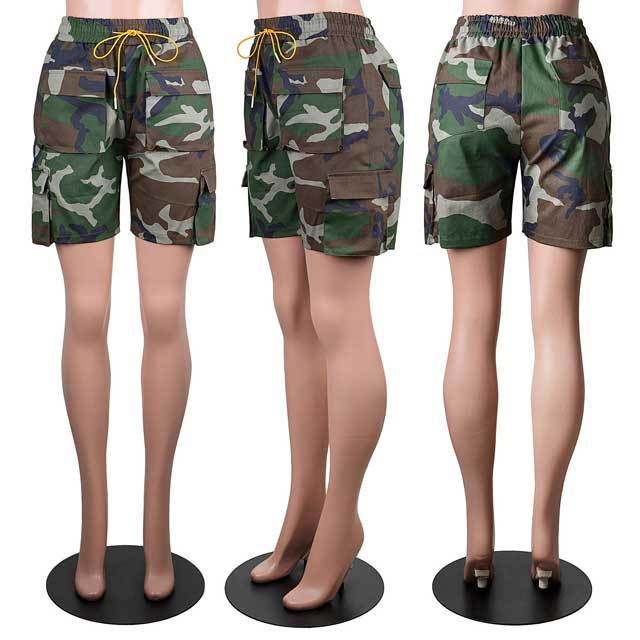 Camo Print Short Cargo Pants