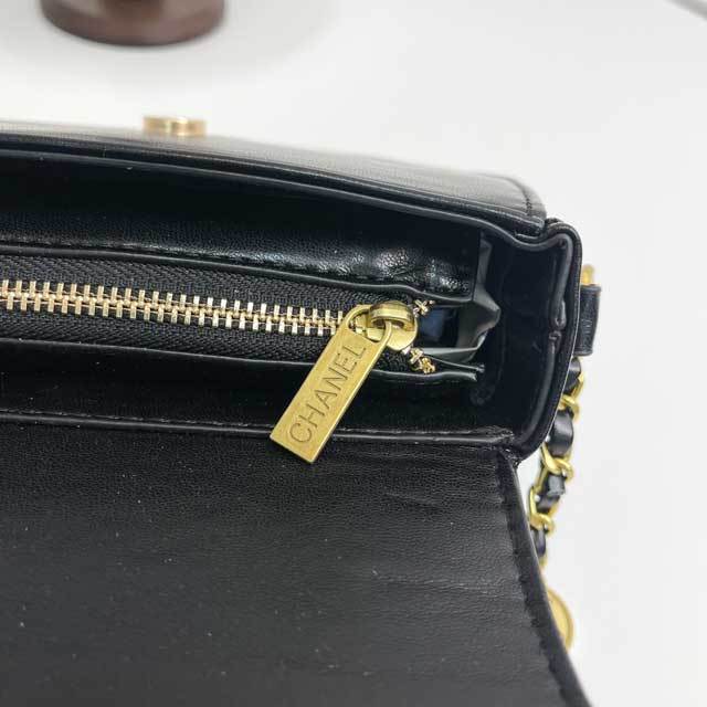 Gold Chain Leather Messenger Bag