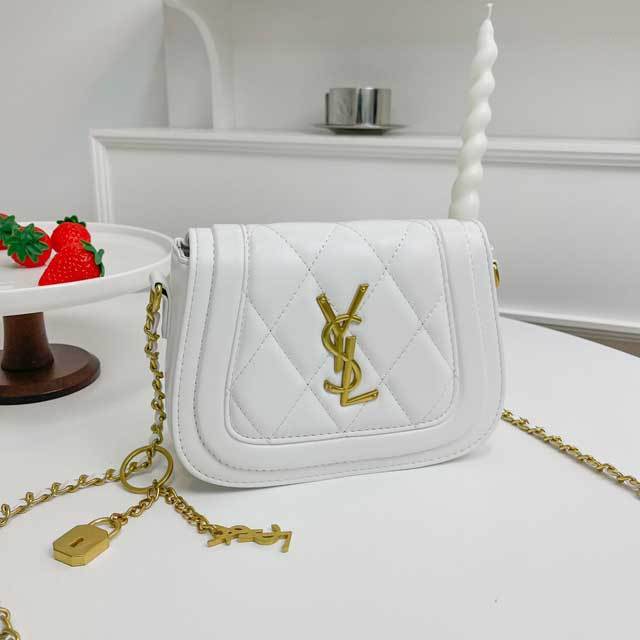 Gold Chain Leather Crossbody Bag