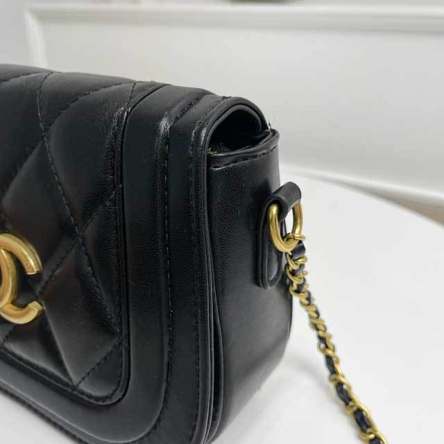 Gold Chain Leather Messenger Bag