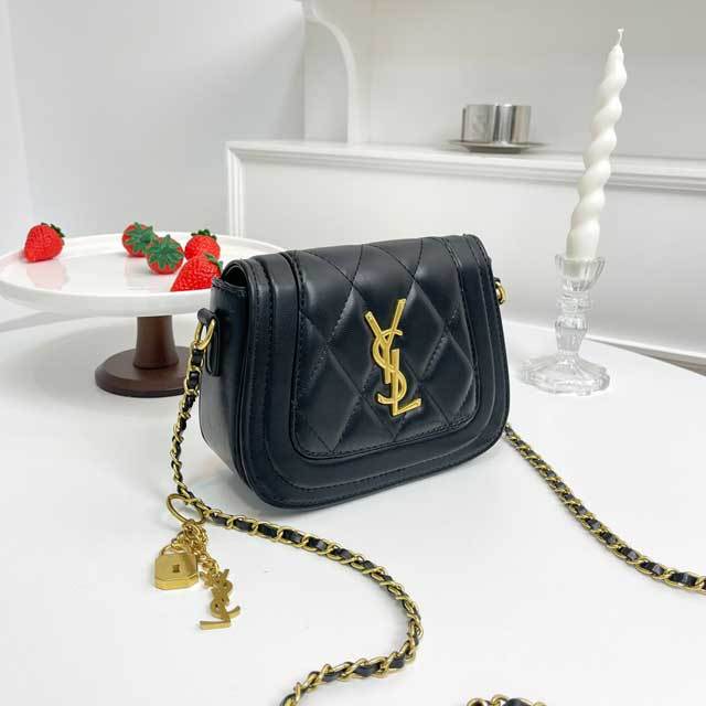 Gold Chain Leather Crossbody Bag