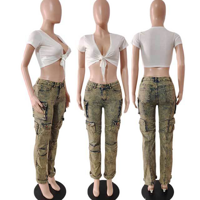 Multi Pockets Vintage Cargo Jeans
