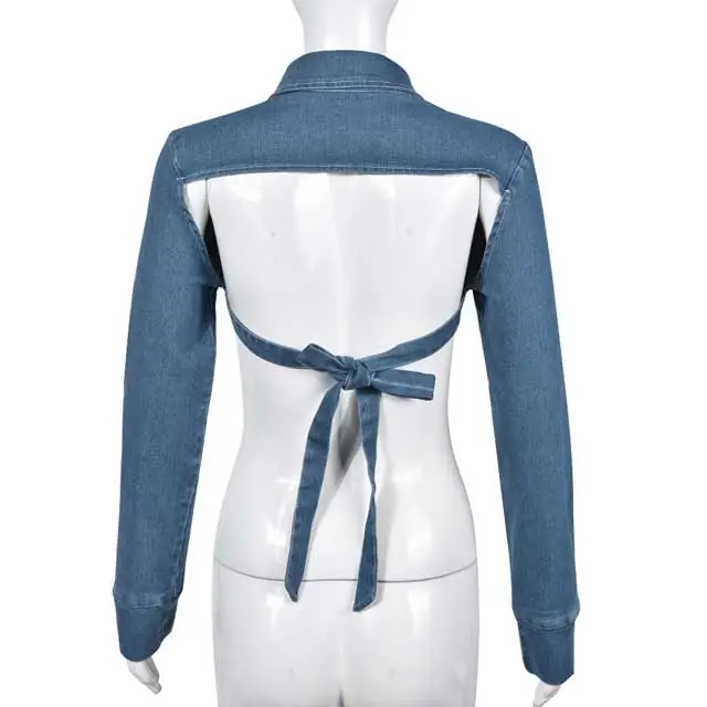 Tied Open Back Denim Top