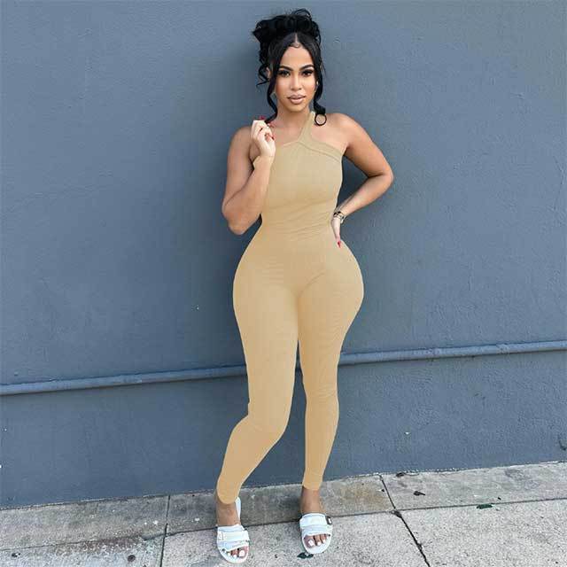 Single Shoulder Fitness Jumpsuit