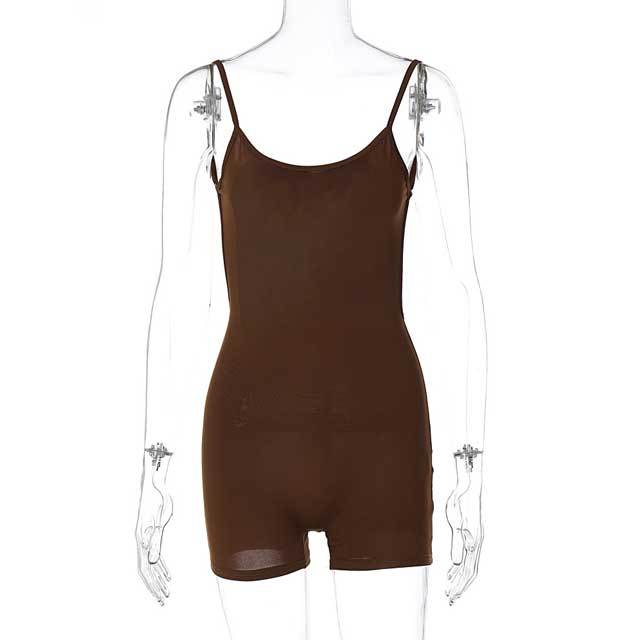 Backless Ruched Cami Sporty Romper