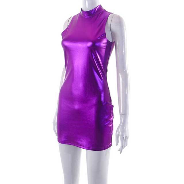 Metal Color Sleeveless Bodycon Dress