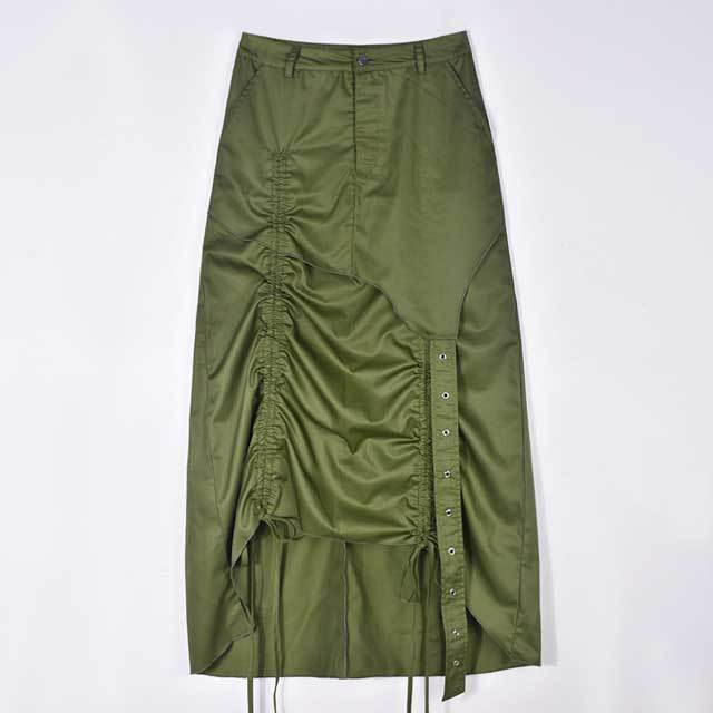 Drawstring Ruched Cargo Skirt