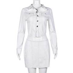 Button Top Cargo Skirt Set