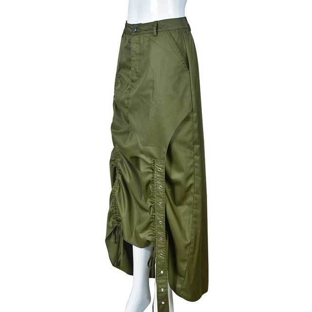 Drawstring Ruched Cargo Skirt