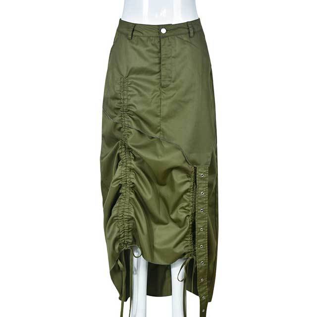 Drawstring Ruched Cargo Skirt