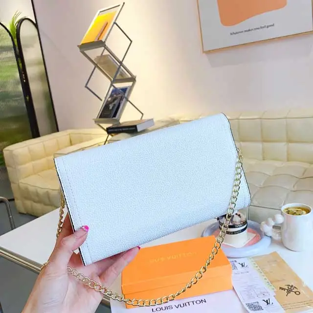 Color Block Chain Leather Handbag