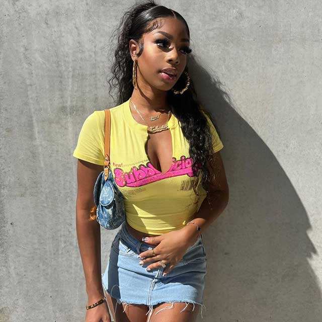 Printed Slit Casual Tees