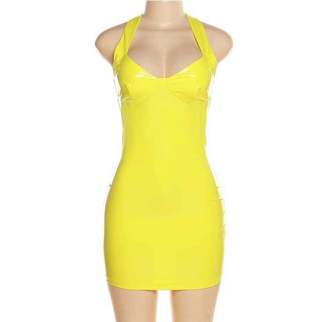 Sleeveless Leather Bodycon Dress