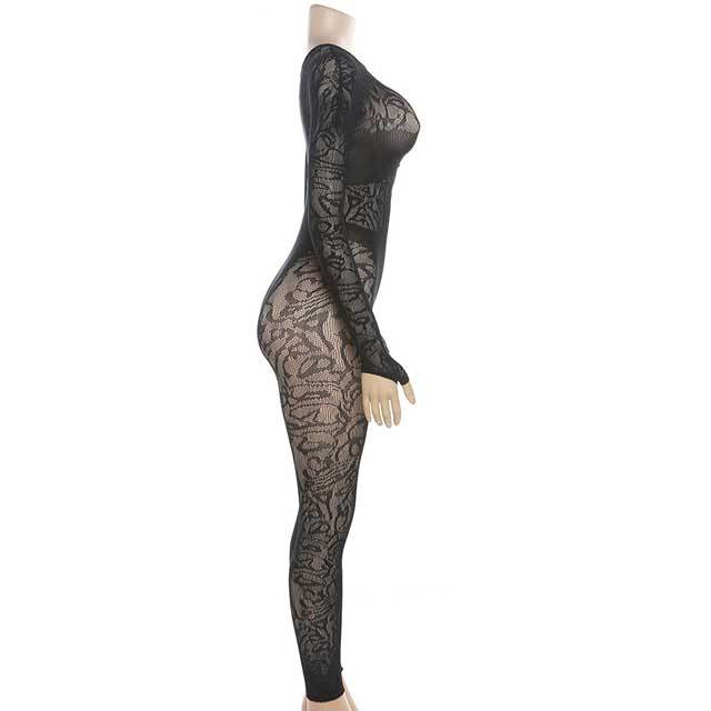 Hollow Out Skinny See Through Lingerie Jumpsuit