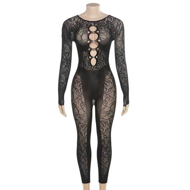 Hollow Out Skinny See Through Lingerie Jumpsuit