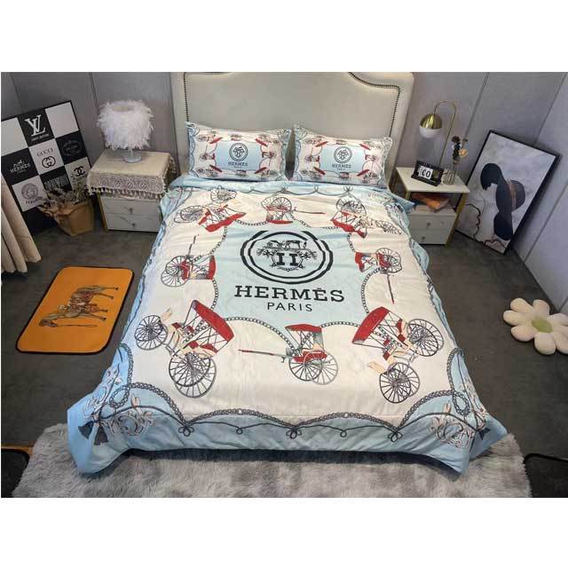 Printed Silk Summer Quilt Set(summer comforter+pillow cases+sheet)