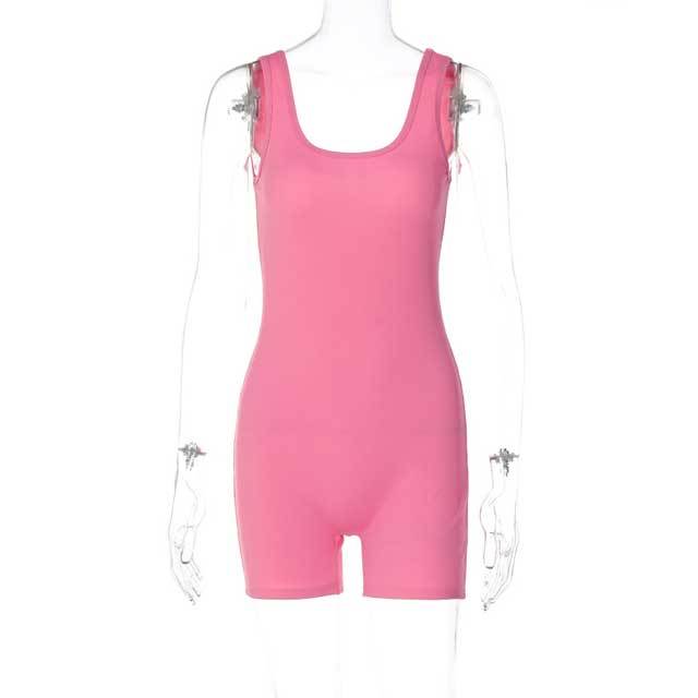 Sleeveless Ribbed Sporty Romper