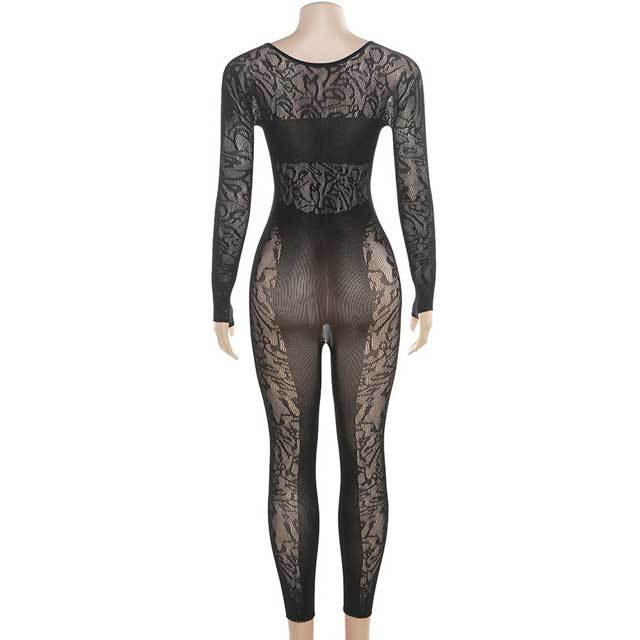 Hollow Out Skinny See Through Lingerie Jumpsuit