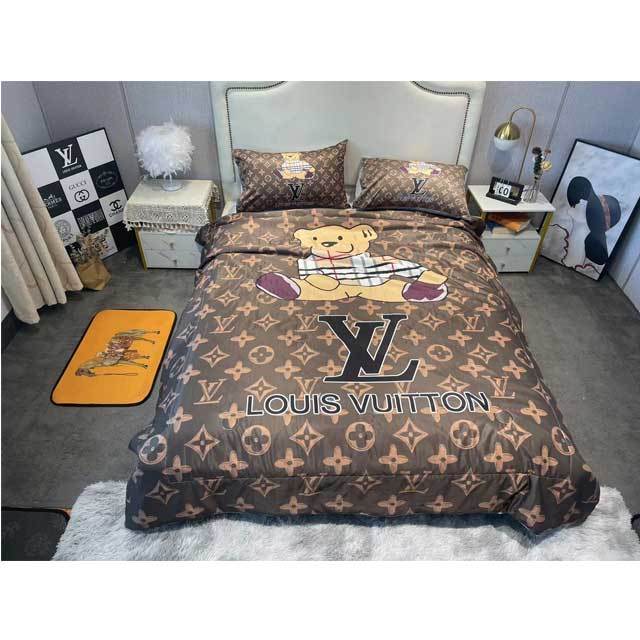 Printed Silk Summer Quilt Set(summer comforter+pillow cases+sheet)