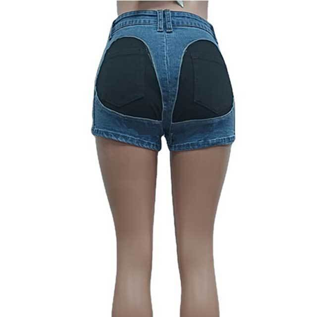 Color Block Casual Denim Shorts