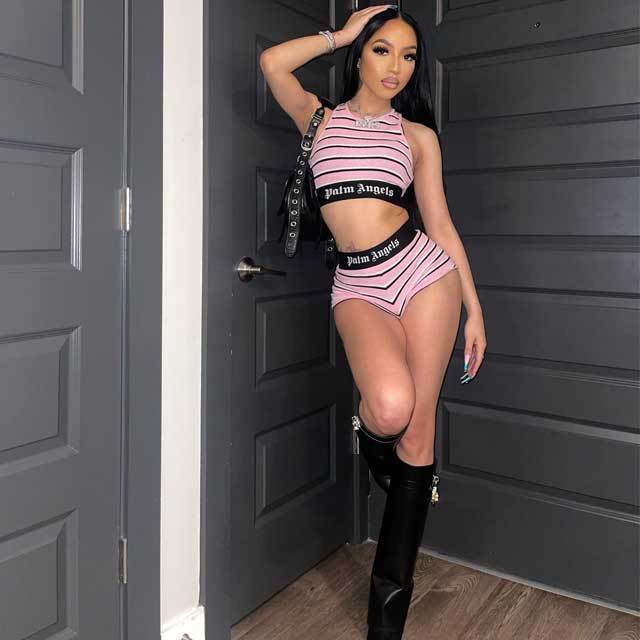 Striped Tank Top Fitness Short Set