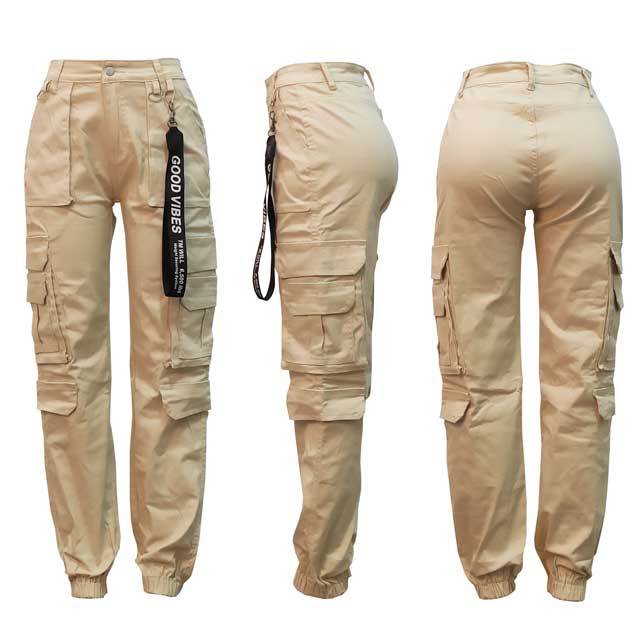 High Waist Slim Cargo Pants